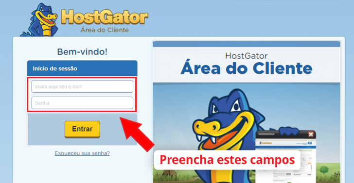 Login da área do cliente HostGator