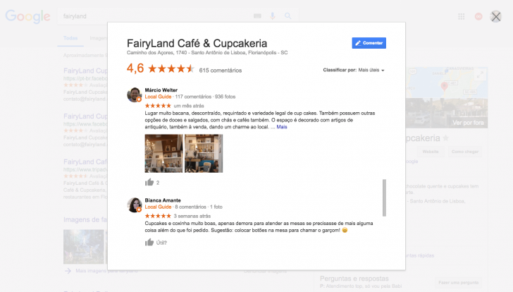 Comentários na ficha da empresa