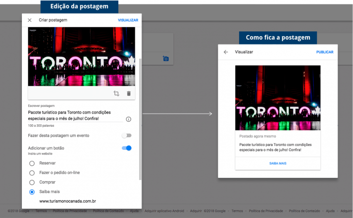 Recurso de criação de postagem
