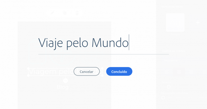 Tela onde se pode substituir o texto pelo nome da sua marca