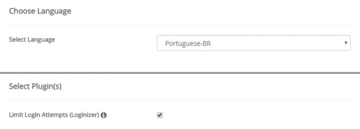 Configuração de idioma para o WordPress no Softaculous