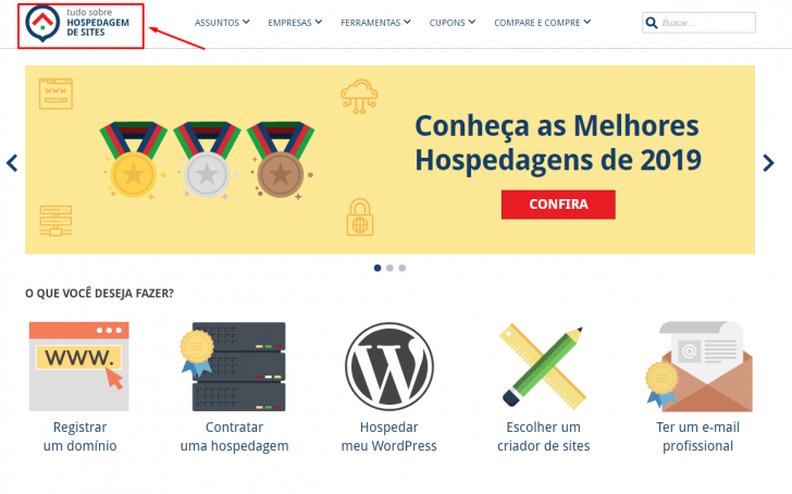 Logotipo em destaque no site Tudo Sobre Hospedagem de Sites