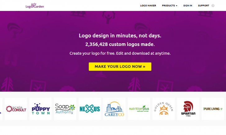 Página inicial do Logo Garden