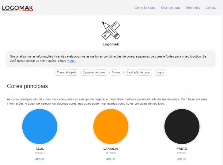 Opções da Logomark para criação de logos