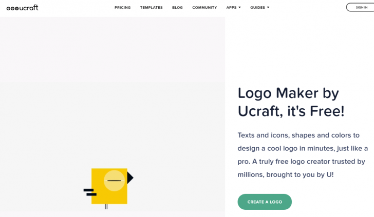 Página da Ucraft para criação de logos