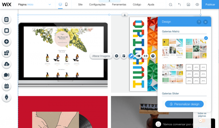 Alterando o design da galeria de imagens no Editor Wix