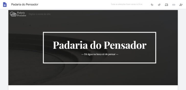 Exemplo de título customizado no Google Sites