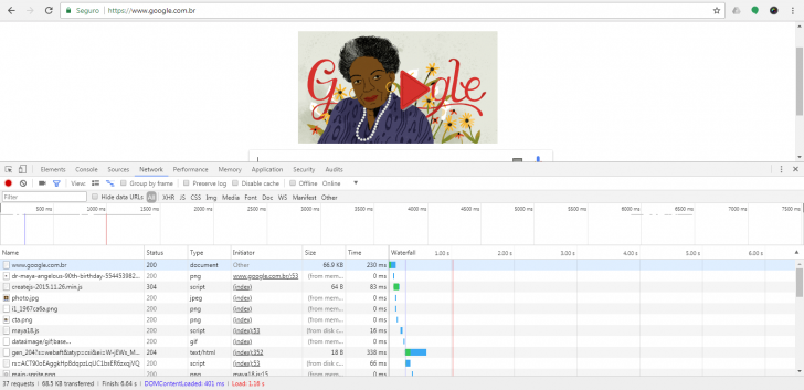 Navegador Google Chrome - aba Network