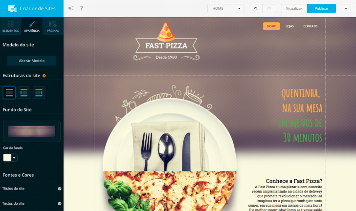 Criador de sites Locaweb - incluído gratuitamente na contratação da hospedagem