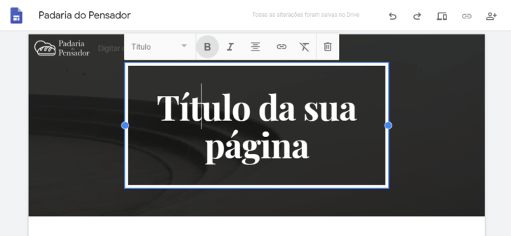 Clique no título da página para editá-lo