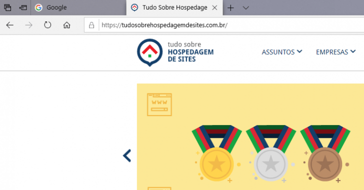 Favicon é exibido nas abas do navegador Edge (desktop)