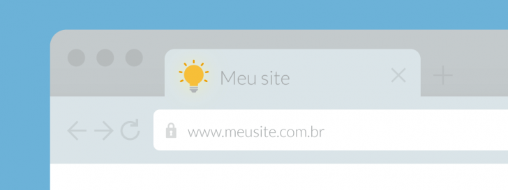 Ilustração de um navegador com destaque para o favicon na aba de um site