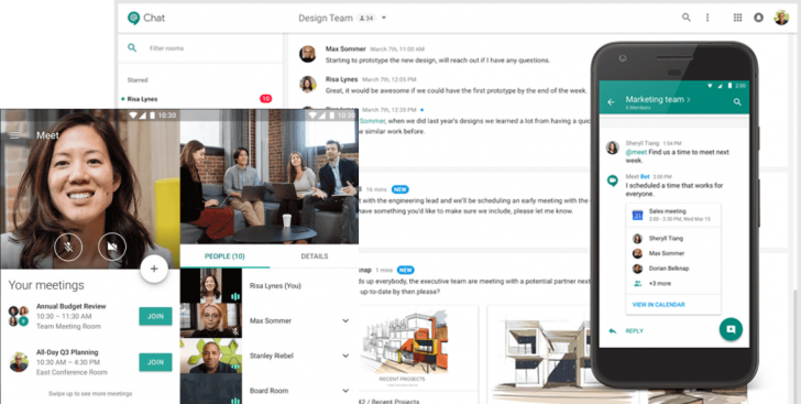 Google Chat e Google Meet são as ferramenta de comunicação instantânea do Google Workspace - Fonte: Google