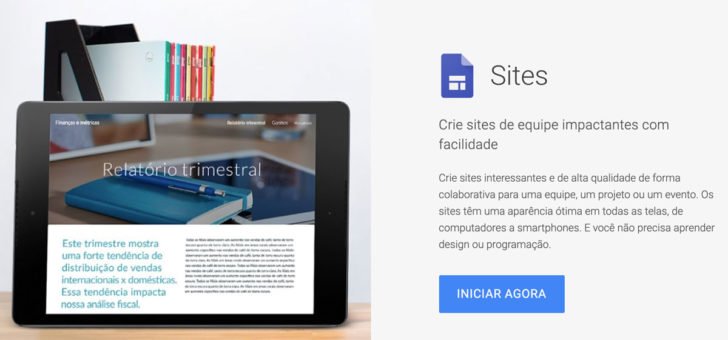 Página de vendas do Google Sites
