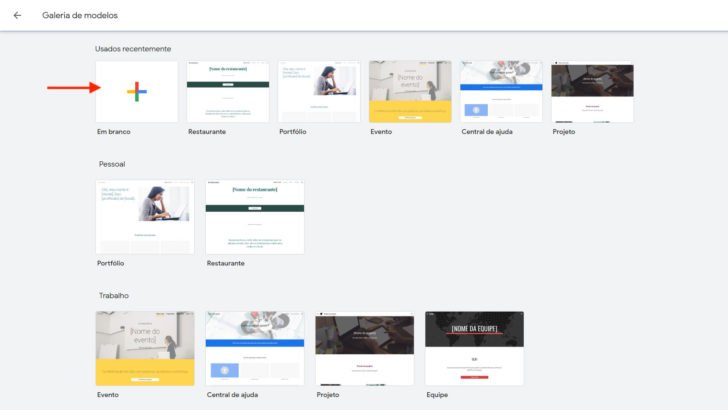 Galeria da ferramenta traz modelos prontos e em branco