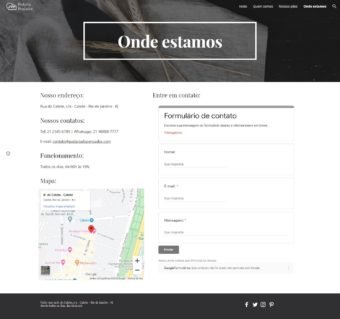 Página de contato do site fictício da padaria