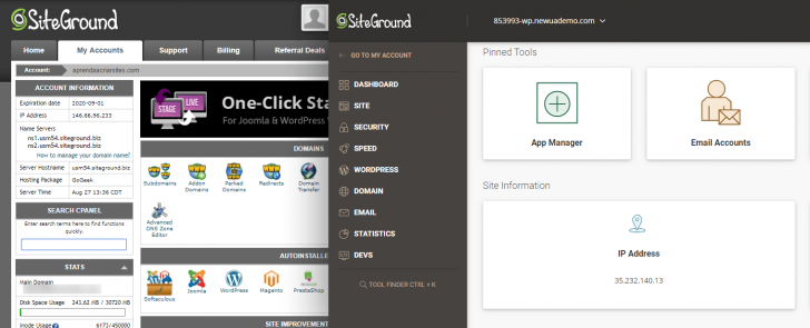 Comparação entre o painel antigo (à esquerda) e o novo (à direita)