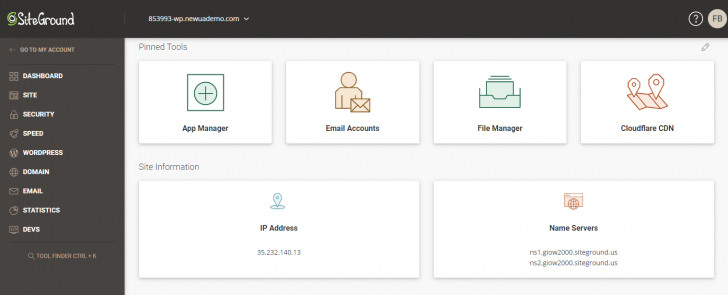 Site Tools no novo painel da SiteGround