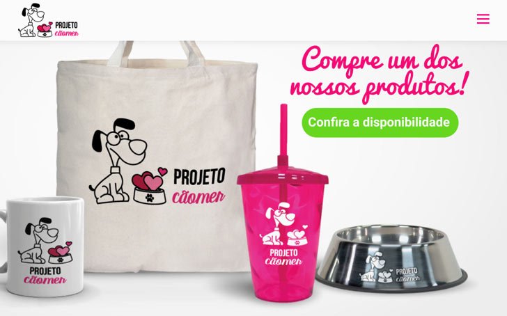 Captura de tela da página inicial do site do projeto cãomer