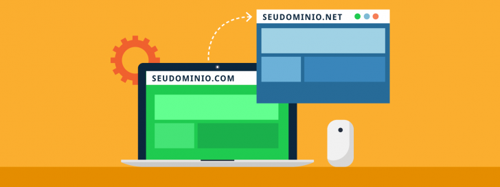 Ilustração de uma página sendo redirecionada para outra