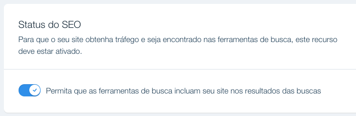 Para o site estar visível para o Google, é preciso habilitar esta função