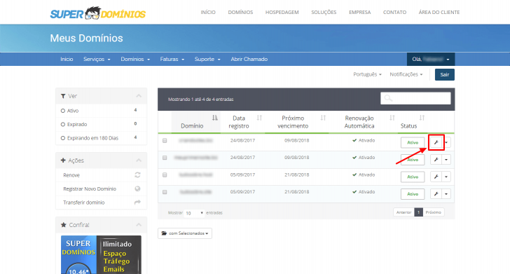 Lista de domínios - Super Domínios