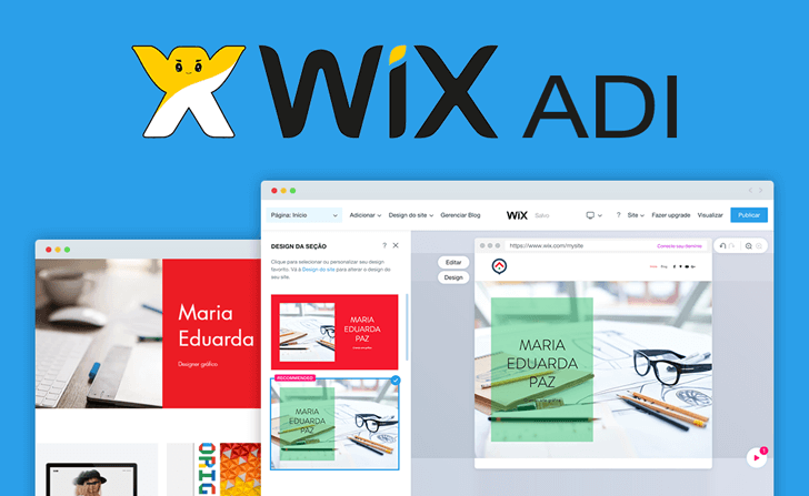 Montagem da tela de edição do Wix ADI